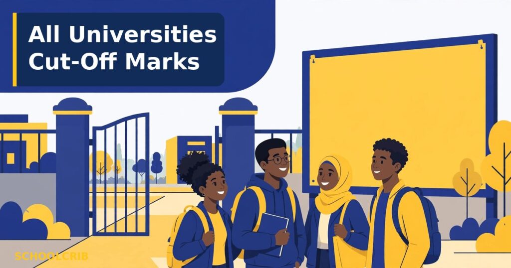 Nigerian students checking JAMB cut-off marks for university admission on a phone
